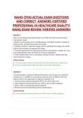 NAHQ CPHQ ACTUAL EXAM QUESTIONS AND CORRECT  ANSWERS &lpar;CERTIFIED PROFESSIONAL IN HEALTHCARE QUALITY&rpar; NAHQ EXAM REVIEW &lpar;VERIFIED ANSWERS&rpar;