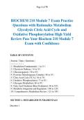 BIOCHEM 210 Module 7 Exam Practice &NewLine;Questions with Rationales Metabolism &NewLine;Glycolysis Citric Acid Cycle and &NewLine;Oxidative Phosphorylation High Yield &NewLine;Review Pass Your Biochem 210 Module 7 &NewLine;Exam with Confidence