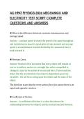 AC HPAT PHYSICS 2026 MECHANICS AND&NewLine;ELECTRICITY TEST SCRIPT COMPLETE&NewLine;QUESTIONS AND ANSWERS