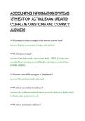 ACCOUNTING INFORMATION SYSTEMS&NewLine;15TH EDITION ACTUAL EXAM UPDATED&NewLine;COMPLETE QUESTIONS AND CORRECT&NewLine;ANSWERS