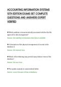 ACCOUNTING INFORMATION SYSTEMS&NewLine;15TH EDITION EXAMS SET COMPLETE&NewLine;QUESTIONS AND ANSWERS EXPERT&NewLine;VERIFIED