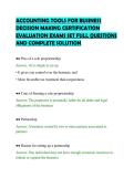 ACCOUNTING TOOLS FOR BUSINESS&NewLine;DECISION MAKING CERTIFICATION&NewLine;EVALUATION EXAMS SET FULL QUESTIONS&NewLine;AND COMPLETE SOLUTION