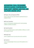 ACCOUNTING TOOLS FOR BUSINESS&NewLine;DECISION MAKING COMPREHENSIVE&NewLine;EXAM SCRIPT VERIFIED QUESTIONS AND&NewLine;SOLUTIONS GRADED APLUS