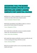 ACCOUNTING TOOLS FOR BUSINESS&NewLine;DECISION MAKING UPDATED ACTUAL&NewLine;QUESTIONS AND CORRECT ANSWERS&NewLine;COMPLETE STUDY GUIDE FULL SOLUTION