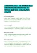 ACCOUNTING WHAT THE NUMBERS MEAN&NewLine;COMPREHENSIVE EXAMINATION TEST&NewLine;VERIFIED QUESTIONS AND ACCURATE&NewLine;ANSWERS
