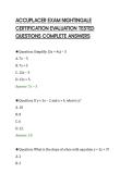 ACCUPLACER EXAM NIGHTINGALE&NewLine;CERTIFICATION EVALUATION TESTED&NewLine;QUESTIONS COMPLETE ANSWERS