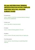PN 3006 MIDTERM EXAM TERMINAL&NewLine;CERTIFICATION EVALUATION COMPLETE&NewLine;QUESTIONS WITH FULL SOLUTION&NewLine;ALREADY PASSED&NewLine;