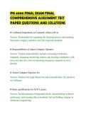 PN 4006 FINAL EXAM FINAL&NewLine;COMPREHENSIVE ASSESSMENT TEST&NewLine;PAPER QUESTIONS AND SOLUTIONS&NewLine;