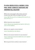 PN 4006 NEUROLOGICAL NURSING II 2026&NewLine;FINAL PAPER COMPLETE QUESTIONS AND&NewLine;ANSWERS FULL SOLUTION