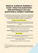MEDICAL SURGICAL NURSING 2&colon; EXAM 1 PRACTICE QUESTIONS AND RATIONALES &vert; ACTUAL QUESTIONS & CORRECT ANSWERS&NewLine;&NewLine;