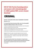 NR 547 CEA Practice Exam&vert;&vert;&vert;questions &NewLine;and answers with rationales&sol;graded &NewLine;A&plus;&sol;2026 update&sol;100&percnt; correct &sol;instant &NewLine;download