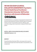 NR 548 CEA EXAM &lpar;CLINICAL &NewLine;EVALUATION ASSESSMENT&rpar; Psychiatric&NewLine;Mental Health Nurse Practitioner &vert; &NewLine;Chamberlain University 100 Practice &NewLine;Questions with Answers & Rationales