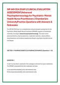 NR 549 CEA EXAM &lpar;CLINICAL EVALUATION &NewLine;ASSESSMENT&rpar;Advanced &NewLine;Psychopharmacology for Psychiatric-Mental &NewLine;Health Nurse Practitioners &vert; Chamberlain &NewLine;UniversityPractice Questions with Answers & &NewLine;Rationales