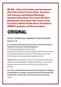 NR 668 &ndash; Clinical Evaluation and Assessment &NewLine;&lpar;CEA&rpar; Final Exam Practice Bank  Questions &NewLine;with Answers and Detailed Rationales &NewLine;Important Note About This Exam&colon; NR 668 is &NewLine;Chamberlain University's final course in the &NewLine;Psychiatric-Mental Health Nu