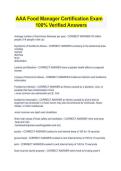 AAA Food Manager Certification Exam  &NewLine;100&percnt; Verified Answers 