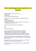 AAA Food Manager Exam questions and  &NewLine;answers