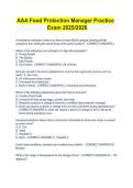 AAA Food Protection Manager Practice  &NewLine;Exam 2025&sol;2026  