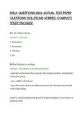 RECA QUESTIONS 2026 ACTUAL TEST PAPER&NewLine;QUESTIONS SOLUTIONS VERIFIED COMPLETE&NewLine;STUDY PACKAGE