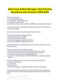 AAA Food Safety Manager Test Practice &NewLine;Questions and Answers 2025&sol;2026