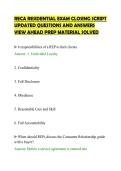 RECA RESIDENTIAL EXAM CLOSING SCRIPT&NewLine;UPDATED QUESTIONS AND ANSWERS&NewLine;VIEW AHEAD PREP MATERIAL SOLVED&NewLine;