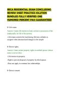 RECA RESIDENTIAL EXAM CONCLUDING&NewLine;REVIEW SHEET PRACTICE SOLUTION&NewLine;BUNDLED FULLY VERIFIED ONE&NewLine;HUNDRED PERCENT PASS GUARANTEED&NewLine;