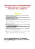 PA AERIAL APPLICATOR EXAMINATION COMPLETE &NewLine;QUESTIONS AND DETAILED SOLUTIONS LATEST &NewLine;UPDATE THIS YEAR JUST RELEASED