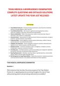 TEXAS MEDICAL JURISPRUDENCE EXAMINATION &NewLine;COMPLETE QUESTIONS AND DETAILED SOLUTIONS &NewLine;LATEST UPDATE THIS YEAR JUST RELEASED 
