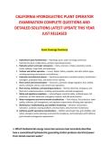 CALIFORNIA HYDROELECTRIC PLANT OPERATOR &NewLine;EXAMINATION COMPLETE QUESTIONS AND &NewLine;DETAILED SOLUTIONS LATEST UPDATE THIS YEAR &NewLine;JUST RELEASED