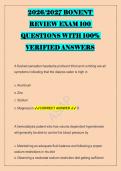 2026&sol;2027 BONENT &NewLine;REVIEW EXAM 100 &NewLine;QUESTIONS WITH 100&percnt; &NewLine;VERIFIED ANSWERS &NewLine;