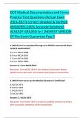 DOT Medical Documentation and Forms &NewLine;Practice Text Questions &lpar;Actual Exam &NewLine;2026-2027&rpar; Correct Detailed & Verified &NewLine;ANSWERS &lpar;100&percnt; Accurate Solutions&rpar; &NewLine;ALREADY GRADED A&plus;&vert;&vert;NEWEST VERSION &NewLine;Of The Exam Guarantee Pass&excl;&excl; 