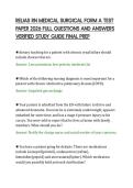 RELIAS RN MEDICAL SURGICAL FORM A TEST&NewLine;PAPER 2026 FULL QUESTIONS AND ANSWERS&NewLine;VERIFIED STUDY GUIDE FINAL PRE