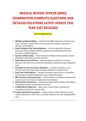 MEDICAL REVIEW OFFICER &lpar;MRO&rpar; &NewLine;EXAMINATION COMPLETE QUESTIONS AND &NewLine;DETAILED SOLUTIONS LATEST UPDATE THIS &NewLine;YEAR JUST RELEASED