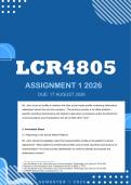LCR4805 Assignment 1 2026 - Distinction &vert; Due 17 August 2026