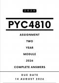 PYC4810 Assignment 2 Answers - Yearly Module &comma; 2026 &vert; Due Date 14 August 2026