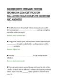 ACI CONCRETE STRENGTH TESTING&NewLine;TECHNICIAN 2026 CERTIFICATION&NewLine;EVALUATION EXAMS COMPLETE QUESTIONS&NewLine;AND ANSWERS