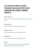 ACI CONCRETE STRENGTH TESTING&NewLine;TECHNICIAN 2026 EXAM REVIEW SOLVED&NewLine;QUESTIONS AND CORRECT ANSWERS&NewLine;GRADED A&plus;