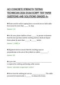 ACI CONCRETE STRENGTH TESTING&NewLine;TECHNICIAN 2026 EXAM SCRIPT TEST PAPER&NewLine;QUESTIONS AND SOLUTIONS GRADED A&plus;