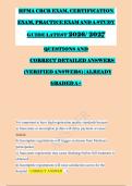 HFMA CRCR EXAM&comma; CERTIFICATION &NewLine;EXAM&comma; PRACTICE EXAM AND A STUDY &NewLine;GUIDE LATEST 2026&sol; 2027 &NewLine;QUESTIONS AND &NewLine;CORRECT DETAILED ANSWERS &NewLine;&lpar;VERIFIED ANSWERS&rpar; &vert;ALREADY &NewLine;GRADED A&plus; &NewLine; &NewLine; 