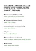 ACI CONCRETE UPDATED ACTUAL EXAM&NewLine;QUESTIONS AND CORRECT ANSWERS&NewLine;COMPLETE STUDY GUIDE