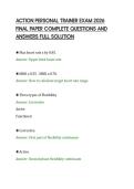ACTION PERSONAL TRAINER EXAM 2026&NewLine;FINAL PAPER COMPLETE QUESTIONS AND&NewLine;ANSWERS FULL SOLUTION