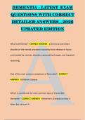 DEMENTIA &ndash; LATEST  EXAM &NewLine;QUESTIONS WITH CORRECT &NewLine;DETAILED ANSWERS &ndash; 2026 &NewLine;UPDATED EDITION &NewLine; &NewLine; 