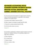ADVANCED ACCOUNTING HOYLE&NewLine;SCHAEFER DOUPNIK FIFTEENTH EDITION&NewLine;UPDATED ACTUAL QUESTIONS AND&NewLine;CORRECT ANSWERS WITH FULL SOLUTION
