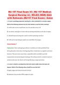 NU 157 Final Exam V3 &vert; NU 157 Medical&NewLine;Surgical Nursing I-A &vert; NCLEX &lpar;NGN&rpar; Q&A &NewLine;with Rationale &lpar;NU157 Final Exam&rpar; &vert; Galen 