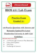 BIOS 251 Lab Exam &vert; Practice Exam &NewLine;Graded A&plus;  &vert; 150 Practice Questions with Answers and &NewLine;Rationales Updated Per Latest &NewLine;Chamberlain University & A&P I Lab &NewLine;Guidelines &vert; Chamberlain University&NewLine;