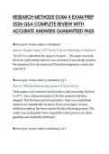 RESEARCH METHODS EXAM 4 EXAM PREP&NewLine;2026 Q&A COMPLETE REVIEW WITH&NewLine;ACCURATE ANSWERS GUARANTEED PASS