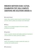 RESEARCH METHODS EXAM 1 ACTUAL&NewLine;EXAMINATION TEST 2026 COMPLETE&NewLine;QUESTIONS AND SOLUTIONS GRADED A&plus;