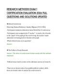 RESEARCH METHODS EXAM 1&NewLine;CERTIFICATION EVALUATION 2026 FULL&NewLine;QUESTIONS AND SOLUTIONS UPDATED&NewLine;