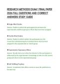 RESEARCH METHODS EXAM 1 FINAL PAPER&NewLine;2026 FULL QUESTIONS AND CORRECT&NewLine;ANSWERS STUDY GUIDE&NewLine;