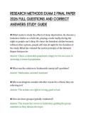 RESEARCH METHODS EXAM 2 FINAL PAPER&NewLine;2026 FULL QUESTIONS AND CORRECT&NewLine;ANSWERS STUDY GUIDE&NewLine;