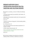 RESEARCH METHODS EXAM 3&NewLine;CERTIFICATION EVALUATION 2026 FULL&NewLine;QUESTIONS AND SOLUTIONS UPDATED&NewLine;